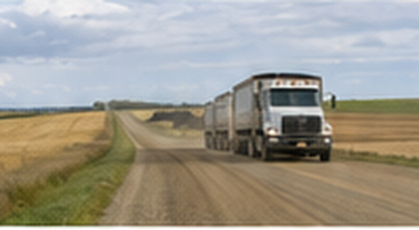 Grain truck on a highway.